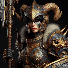 Fototapeta premium Portrait of a female fantasy monster hunter.