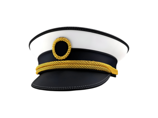 Captain's hat isolated on transparent or white background