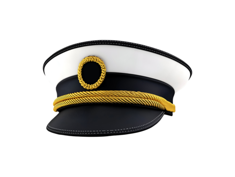 Captain's hat isolated on transparent or white background