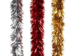 Collection set of christmas tinsel isolated on transparent or white background