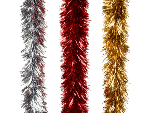 Collection set of christmas tinsel isolated on transparent or white background