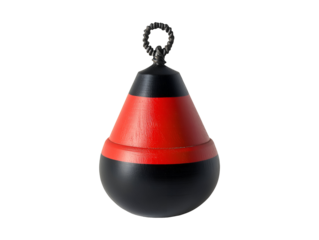 Red and black marine buoy isolated on transparent or white background