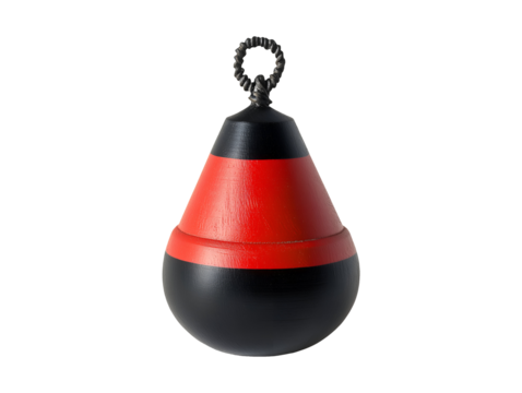 Red and black marine buoy isolated on transparent or white background