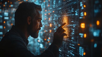 Man Interacting With Digital Interface