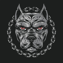 dog head logo with chain