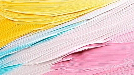 Abstract background of pink, yellow, and blue paint strokes.