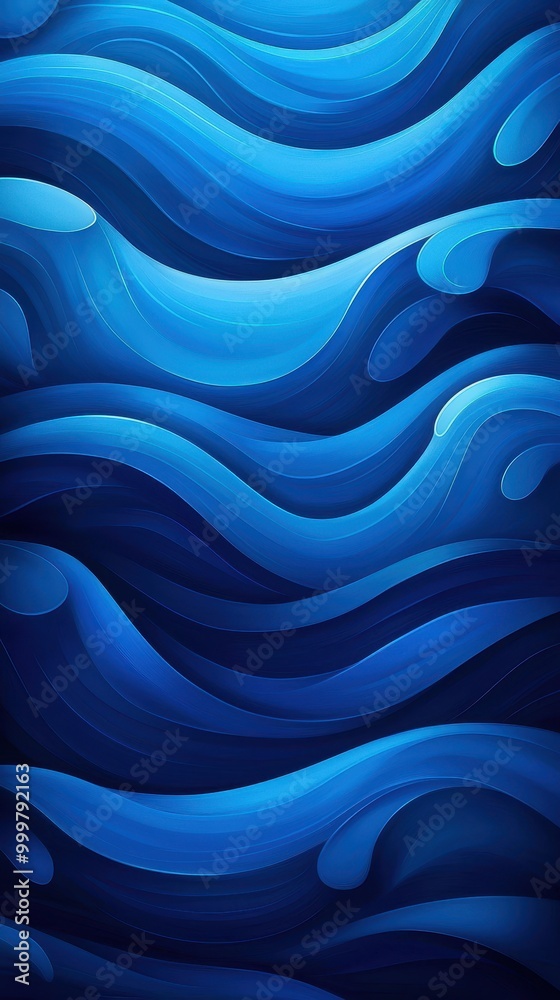 Poster abstract ocean wave pattern in blue tones