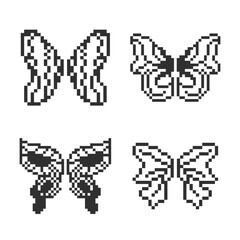cute monochrome butterfly wings pixel art