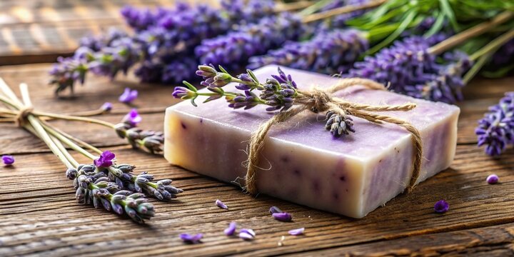 Handmade lavender soap with rustic vibe
