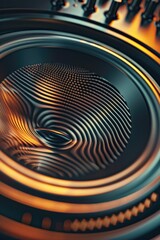 Close-up view of a speaker with a visible fingerprint