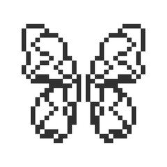 cute monochrome butterfly wings pixel art