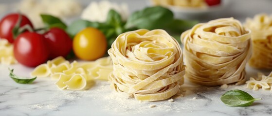Classic Penne Pasta with Fresh Basil and Cherry Tomatoes.