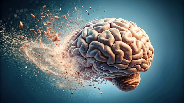 Healthy brain aging and degeneration effects concept