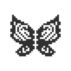 cute monochrome butterfly wings pixel art
