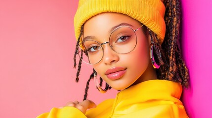 Trendy Eyewear with Bright Yellow Fashion Statement