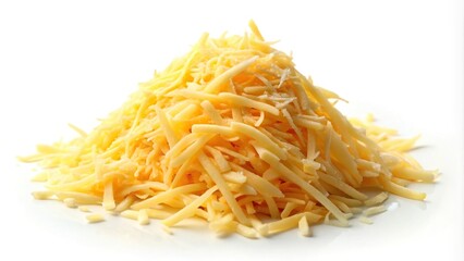 Fototapeta premium Heap of grated cheese isolated on white background