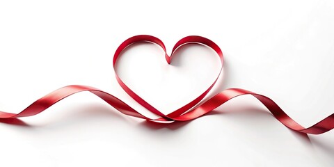 heart shape made out of ribbons with copy space for valentines celebration