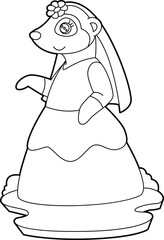 Meerkat Bride Veil Wedding Animal Vector Graphic Art Illustration