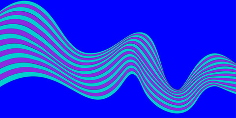 Futuristic Cyan Striped Ribbons Flowing Over Vibrant Blue Background – Perfect for Tech and Abstract Art Designs. abstract blue wave background