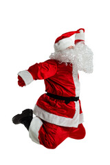 Full length portrait of Santa Claus isolated on white background.