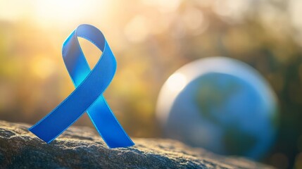Blue Awareness Ribbon with Globe