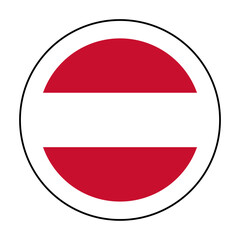 A round icon in the colors of the Austrian flag. 