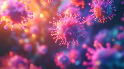 Vibrant Microscopic Virus Illustration