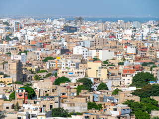 Dense cityscape of Dakar, Senegal on a sunny afternoon - Landscape shot