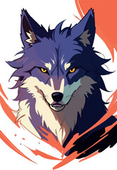 Cartoon wolf artwork for merchandise design