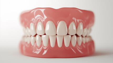 Obraz premium Close-up of a set of dentures with a realistic and detailed finish, showcasing dental care and oral hygiene for health purposes