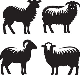 sheep sillouette set , farmanimal
