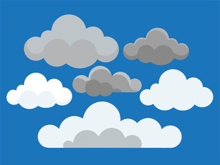 Cloud vector pack, flat cloud illustration set.