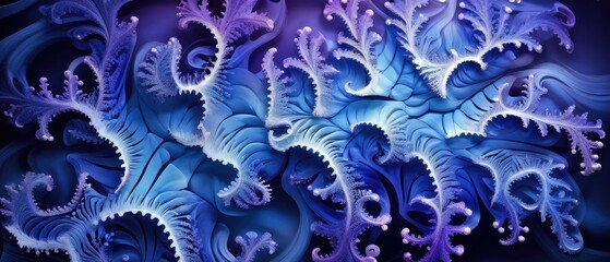Abstract Fractal Design in Blue and Purple Hues