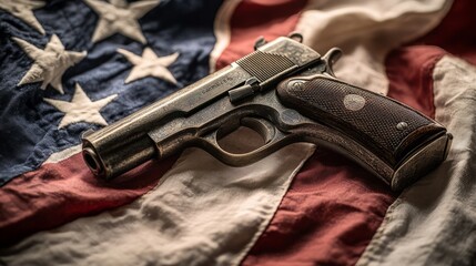 American Patriotism: Firearm on Flag