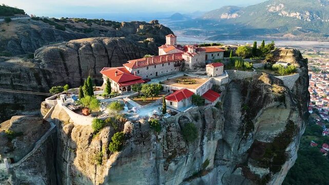 View of Meteora with Eastern Orthodox monasteries, Greece