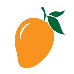 Vector ripe mango with leaf