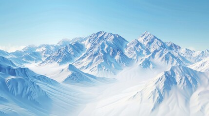 Fototapeta premium Snowy Mountain Range Under a Clear Sky