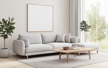 Mock up frame with minimal decor close up in home interior background, 3d render