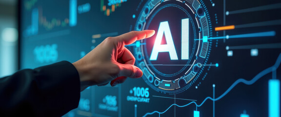 AI Technology, Digital Innovation, Futuristic Interface, Business, Artificial Intelligence, Data Analysis, Stock Market, Tech, Science,  Innovation, Progress, Future Concept
