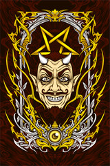 Obraz premium japanese oni mask awesome illustration for t shirt design