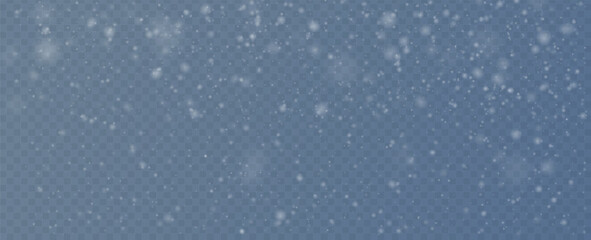 Minimalistic wallpaper with snow. Snowfall weather white transparent template. Small snowflakes february vector. Snowy landscape of nature.