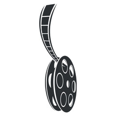 A classic reel icon with filmstrip, symbolizing cinema and visual storytelling for creative projects