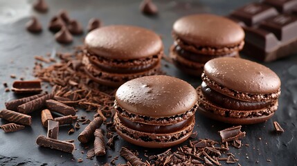 Chocolate macaron with 70 percent cocoa