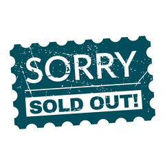 Out of stock stamp in bold letters signifying a sold out status, designed for use in retail contexts