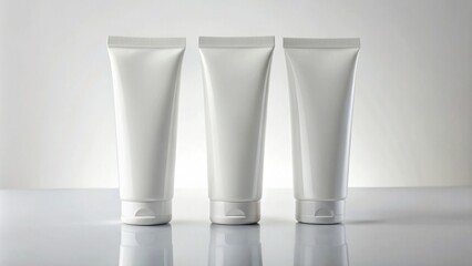Close up of three toothpaste tubes in a postminimalist style , toothpaste, tubes, oral care, hygiene, dental