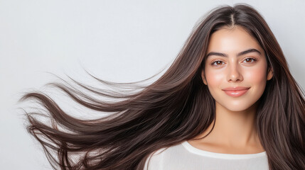 young indian woman with flying hair