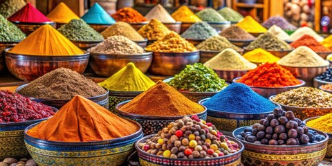 Vibrant market in Luxor, Egypt featuring a variety of colorful spices , Luxor, Egypt, market, spices, vibrant, colorful