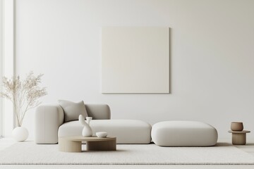 Mock up frame with minimal decor close up in home interior background, 3d render
