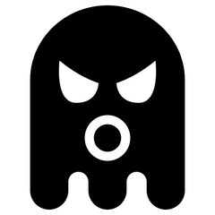 Ghost Emoji Icon. Simple Soul Black Silhouette.