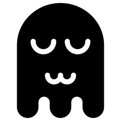 Ghost Emoji Icon. Simple Soul Black Silhouette.